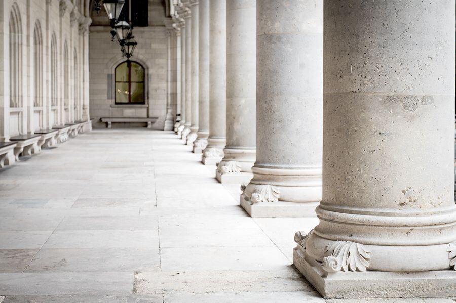 row of white marble columns